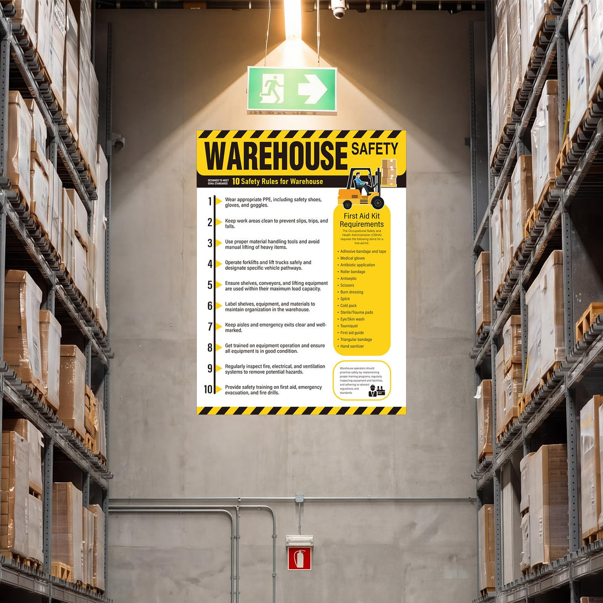 3 Pcs Workplace Safety Rules Poster, Warehouse