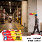 Sabary 5 PCS Stop Are You Wearing Proper PPE Sign, 26" x 6" Floor Sticker