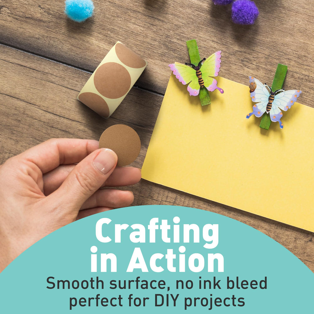 Camp Galaxy 1 Inch Natural Brown Kraft Stickers, 1000 Total