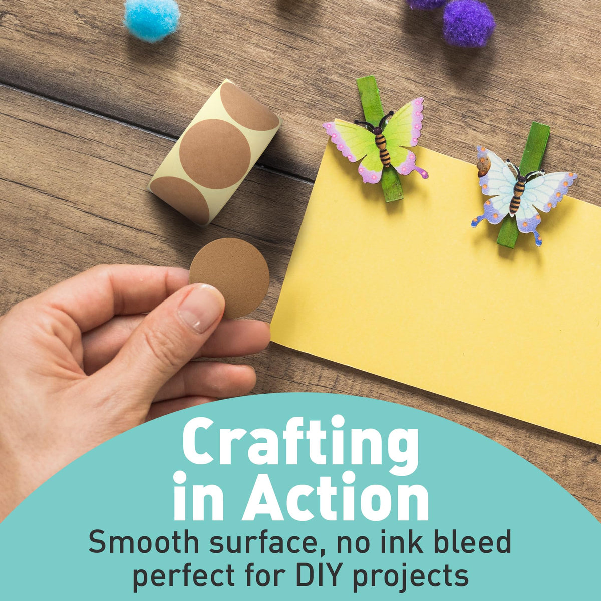 Camp Galaxy 1 Inch Natural Brown Kraft Stickers, 1000 Total