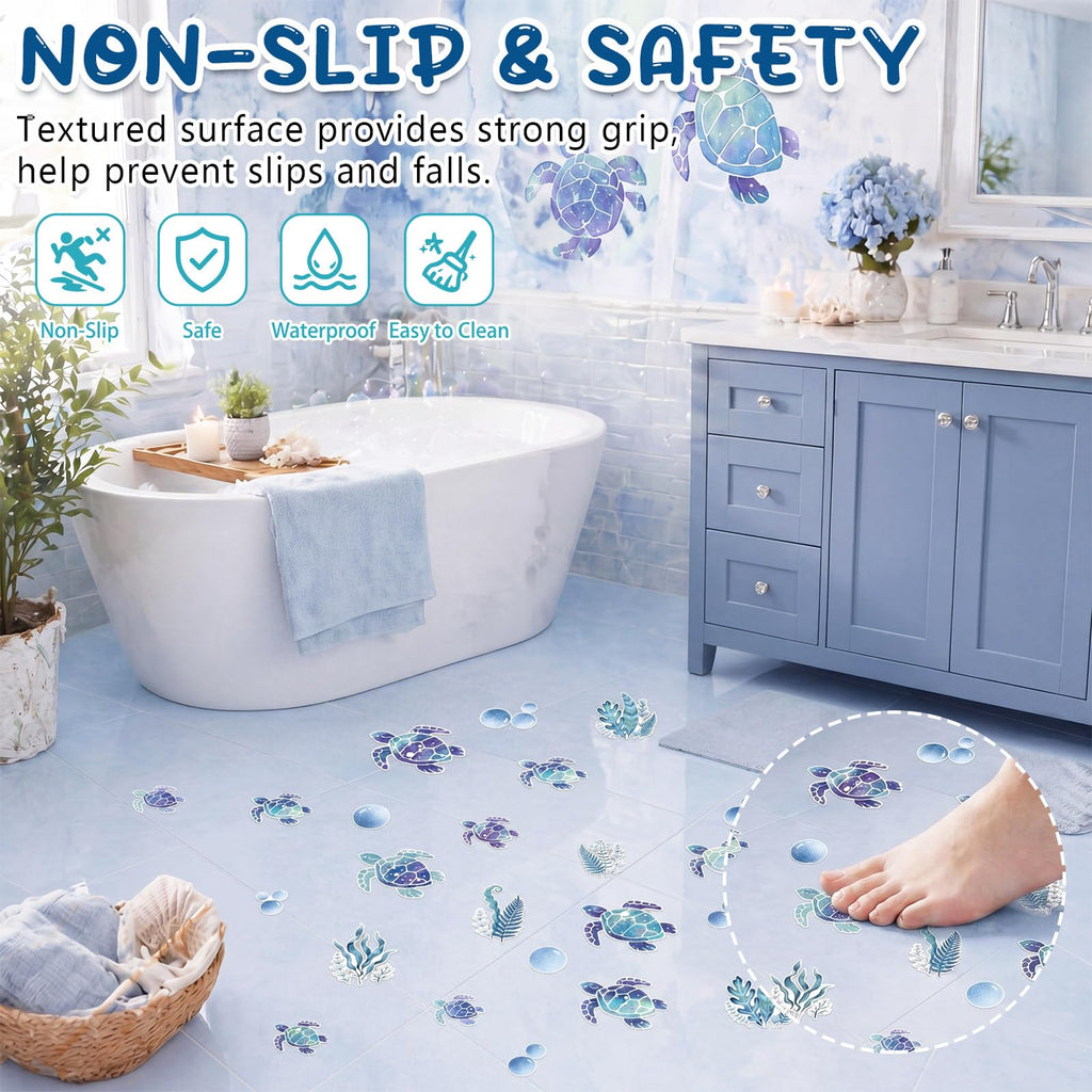 Fullhawl 30 Pcs Turtle Non Slip Shower Stickers, Cute Bathtub Safety
