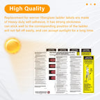 Set of 8 GRONGU ladder safety labels stickers for Werner fiberglass step ladders, including weight and safety information.