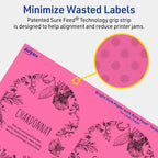 Avery® Printable Arched Labels, Sure Feed® Technology, 4-3/4" x 3-1/2", Bright Pink Labels, Print-to-The-Edge, Laser/Inkjet Printable, 80 Total, Great for Shipping and Wine Bottles 80 labels