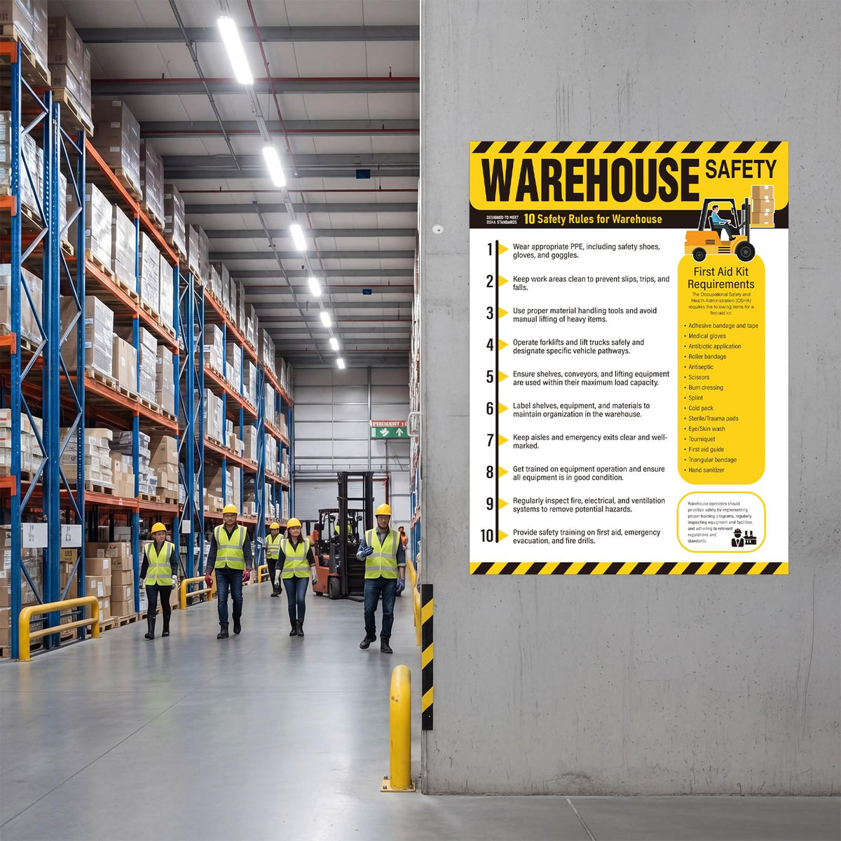 3 Pcs Workplace Safety Rules Poster, Warehouse