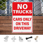 No Trucks Cars Only On This Driveway Sign 18 × 12 Inches
