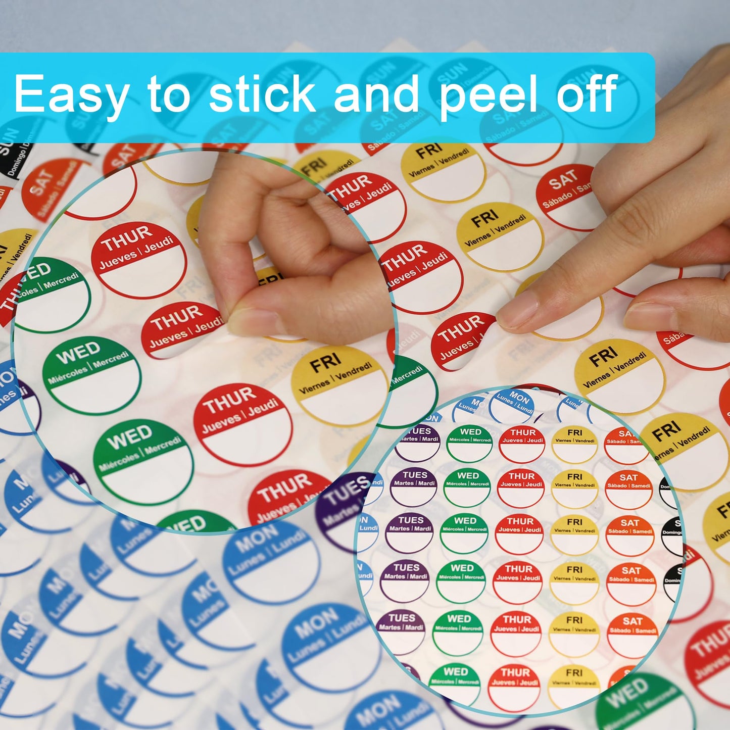 HYBSK 1 inch Day of Week Labels (Mon-Sun) FIFO Food Restaurant Day Dots Inventory Management Labels 10 Sheets a Pack