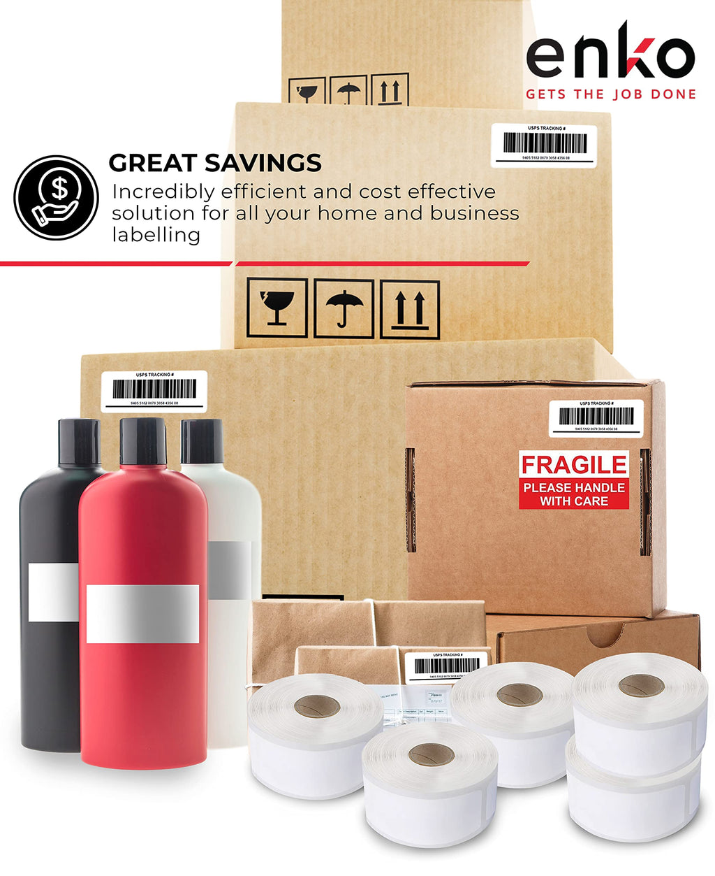 enKo [6 Rolls, 1560 Labels] Large Address, Shipping & Barcode Labels 30321 (1-4/10 x 3-1/2) Compatible for Dymo LabelWriter