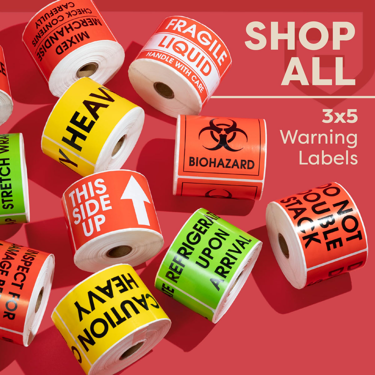 Aegis Adhesives - 3" X 5" Mixed Merchandise Labels (1 Roll, 500/Roll) Red (Mixed Merchandise) 3" X 5"