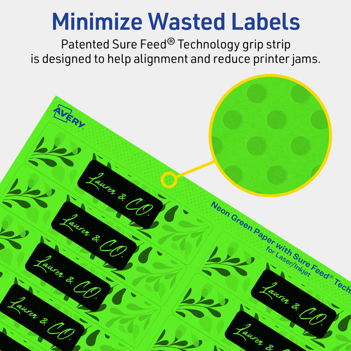 Avery® Printable Rectangle Labels, Sure Feed® Technology, 1" x 4", Neon Green Labels, Laser/Inkjet Printable, 800 Total, Great for Mailing and Cosmetics 800 labels