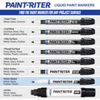 Markal 97401 Paint-Riter+ Water-Based Liquid Paint Marker, Versatile Surface Compatibility, Bold Mark Size 1.8", Yellow 12-Pack