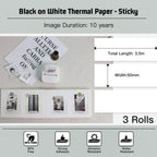 Memoking T02/M02X/M02L White Thermal Paper-10-Year Sticky 50mmx3.5m for Journal Photo Texts Study Notes and More, 3 Rolls and T02 Bunny Case