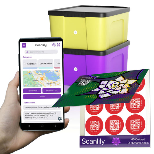 Smart QR Label System Using AI for Inventory and Organization (90 Stickers - 45 White and 45 in Five Colors - 2cm Diameter)
