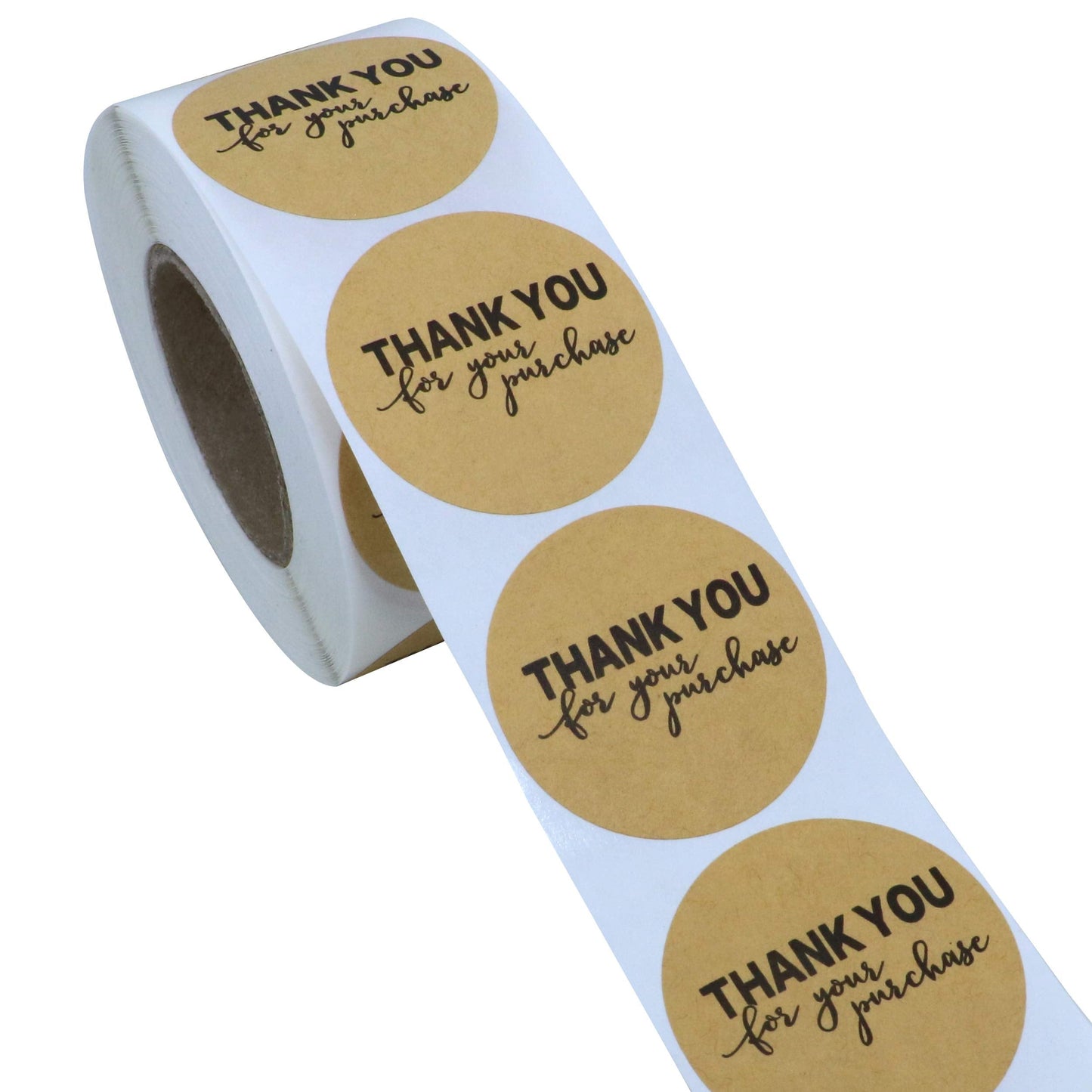 Hybsk Kraft Paper Thank You for Your Purchase Stickers 1.5" Round 500 Labels per Roll (Kraft Paper)