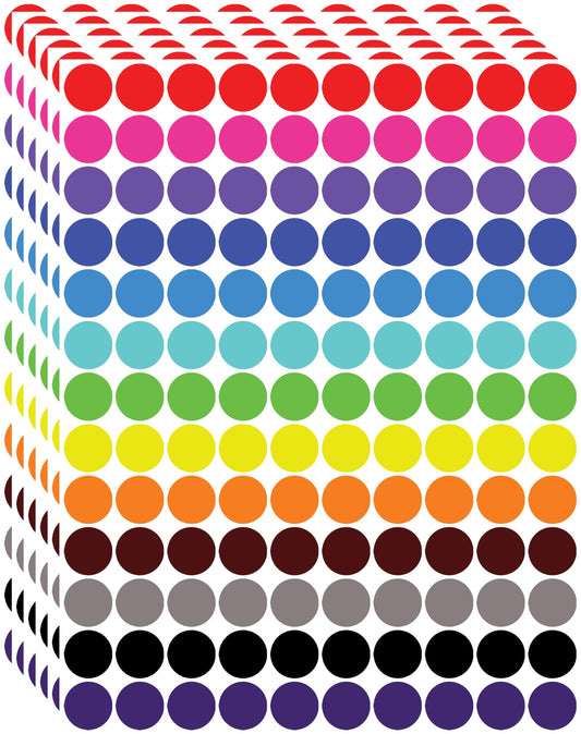 2600 Pcs Colored Dot Stickers, 3/4 Inch Round Color Coding Labels, 13 Color Circle Stickers for Office, Classroom, Papers, Teaching Events, Garage Sales