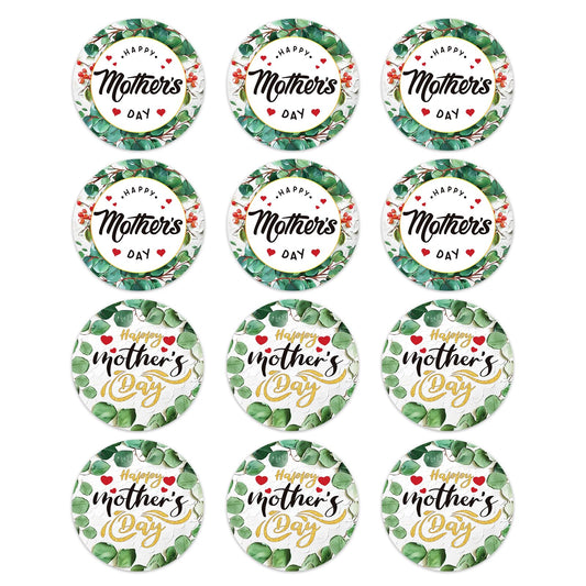 36PCS Happy Mothers Day Gift Labels Stickers Mothers Day Present Stickers Floral Mothers Day Gift Tag Farmhouse Labels Stickers for Gift Wrap Box Envelope Seals Card Party Favor Supplies Green