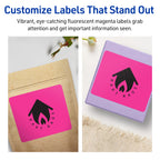 Avery Printable Rectangle Labels, Sure Feed Technology, 4-3/4" x 3-3/4", Neon Magenta Labels, Print-to-The-Edge, Laser/Inkjet Printable, 80 Total, Great for Shipping and Packaging 80 labels