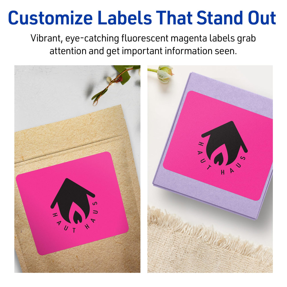 Avery Printable Rectangle Labels, Sure Feed Technology, 4-3/4" x 3-3/4", Neon Magenta Labels, Print-to-The-Edge, Laser/Inkjet Printable, 80 Total, Great for Shipping and Packaging 80 labels
