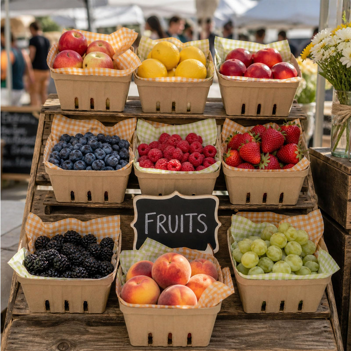24 Set Farmers Market Decor-Baskets Greaseproof Paper Chalkboard & Marker