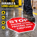 5 Pack Stop Sound Horn Proceed With Caution Stickers 17 × 17 Inches