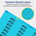 Avery® Printable Barbell Labels, Sure Feed® Technology, 1/2" x 2-1/2", Bright Blue Labels, Laser/Inkjet Printable, 1,800 Total, Great for Jewelry and Cords 1,800 labels