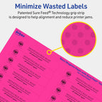 Avery Printable Rectangle Labels, Sure Feed Technology, 2/3" x 3-7/16", Neon Magenta Labels, Laser/Inkjet Printable, 600 Total, Great for Mailing and Packaging 600 labels