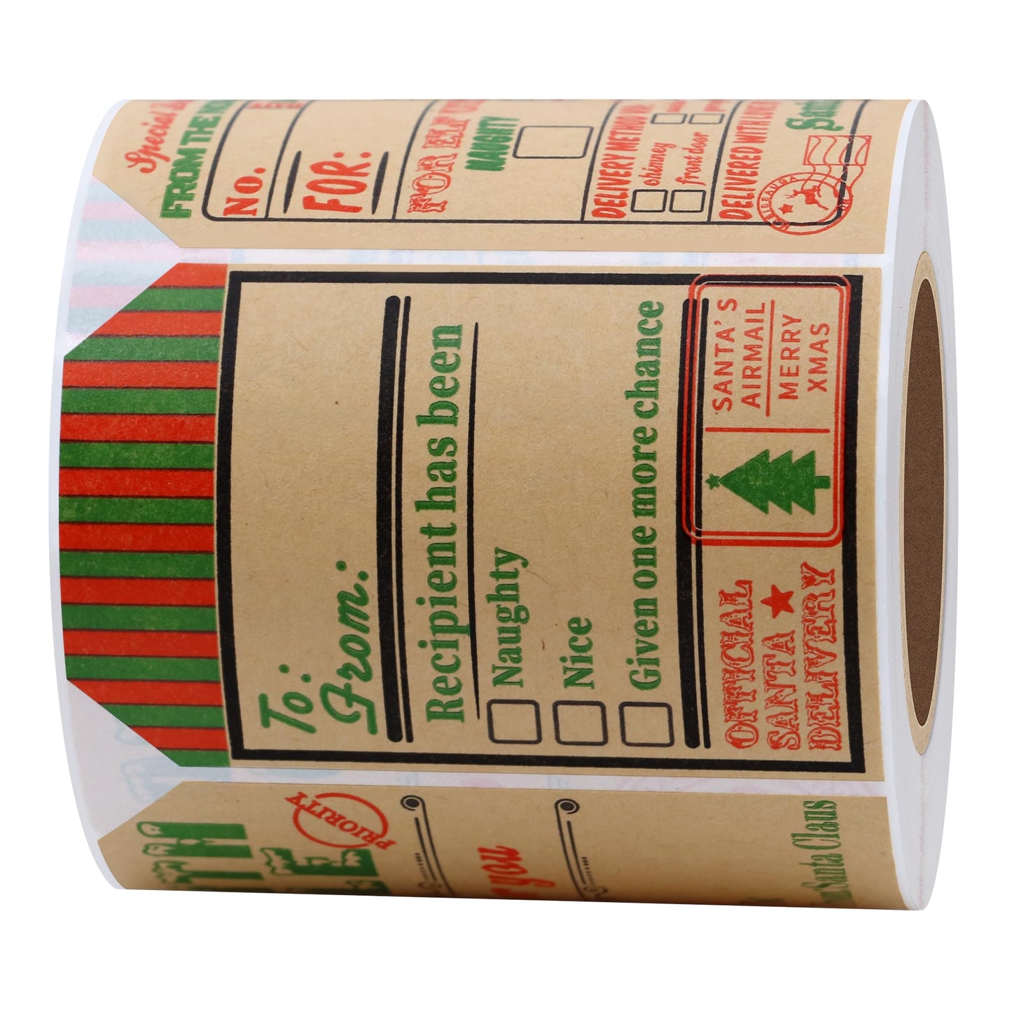 Hybsk 200pcs Christmas Santa Claus Stickers, Kraft Paper 2 x 3 Inch Christmas Cards Labels (Type 1) Type 1