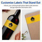 Avery Printable Rectangle Labels, Sure Feed Technology, 1-3/4" x 7-3/4", Bright Yellow Labels, Print-to-The-Edge, Laser/Inkjet Printable, 100 Total, Great for Candles and Jars 100 labels