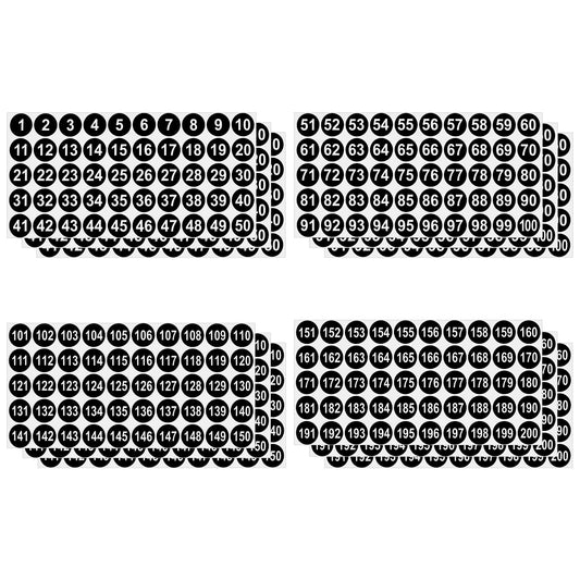 12Sheets(3 Sets) Number Stickers 1-200,Diameter 1Inch Small Number Stickers,1 to 200 Consecutive Number Stickers,Self-Adhesive Number Stickers for Storage,Organizing,Boxes Toolbox,Locker