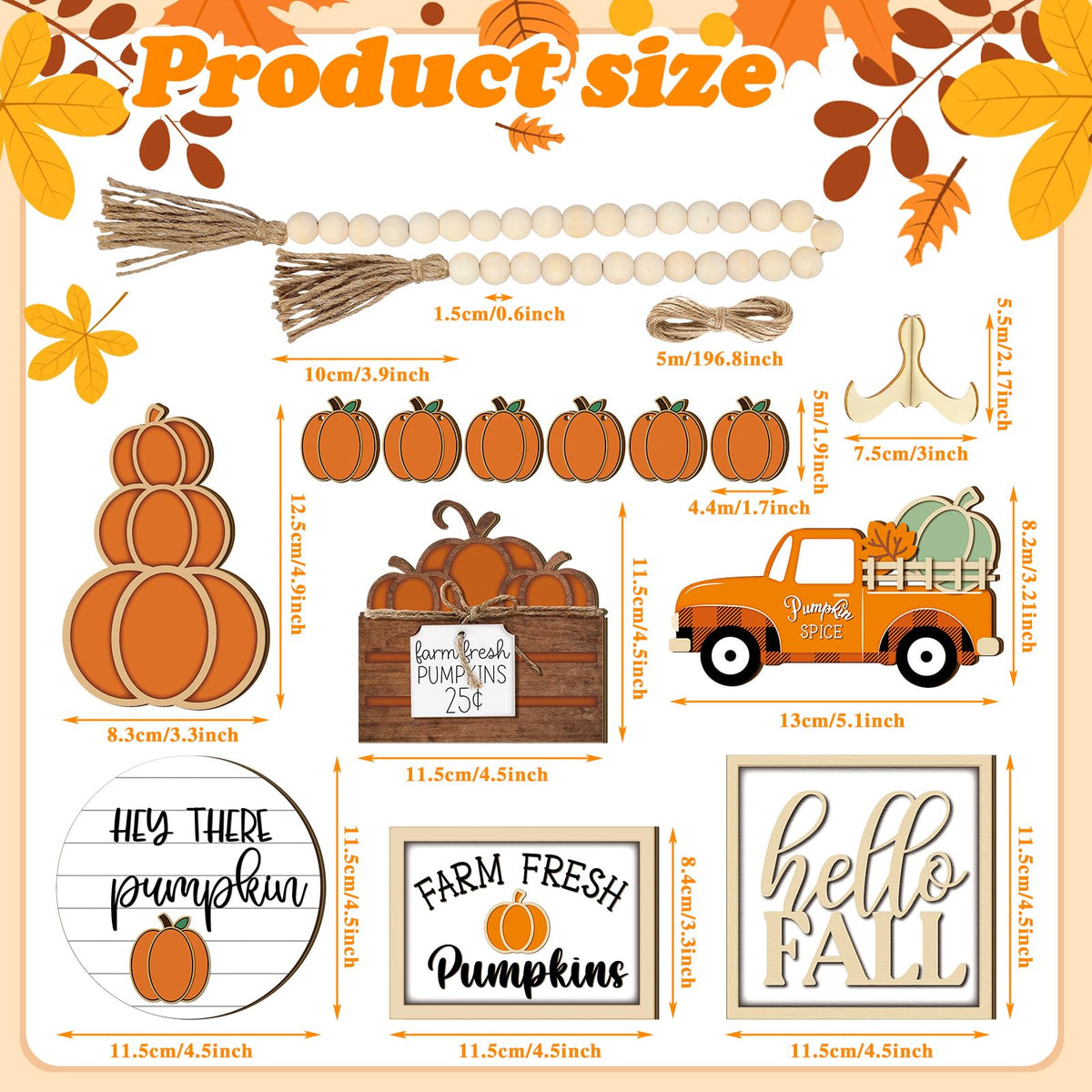 Maitys 14 Pcs Fall Tiered Tray Decoration Set Autumn Decor,Warm Style Warm Style