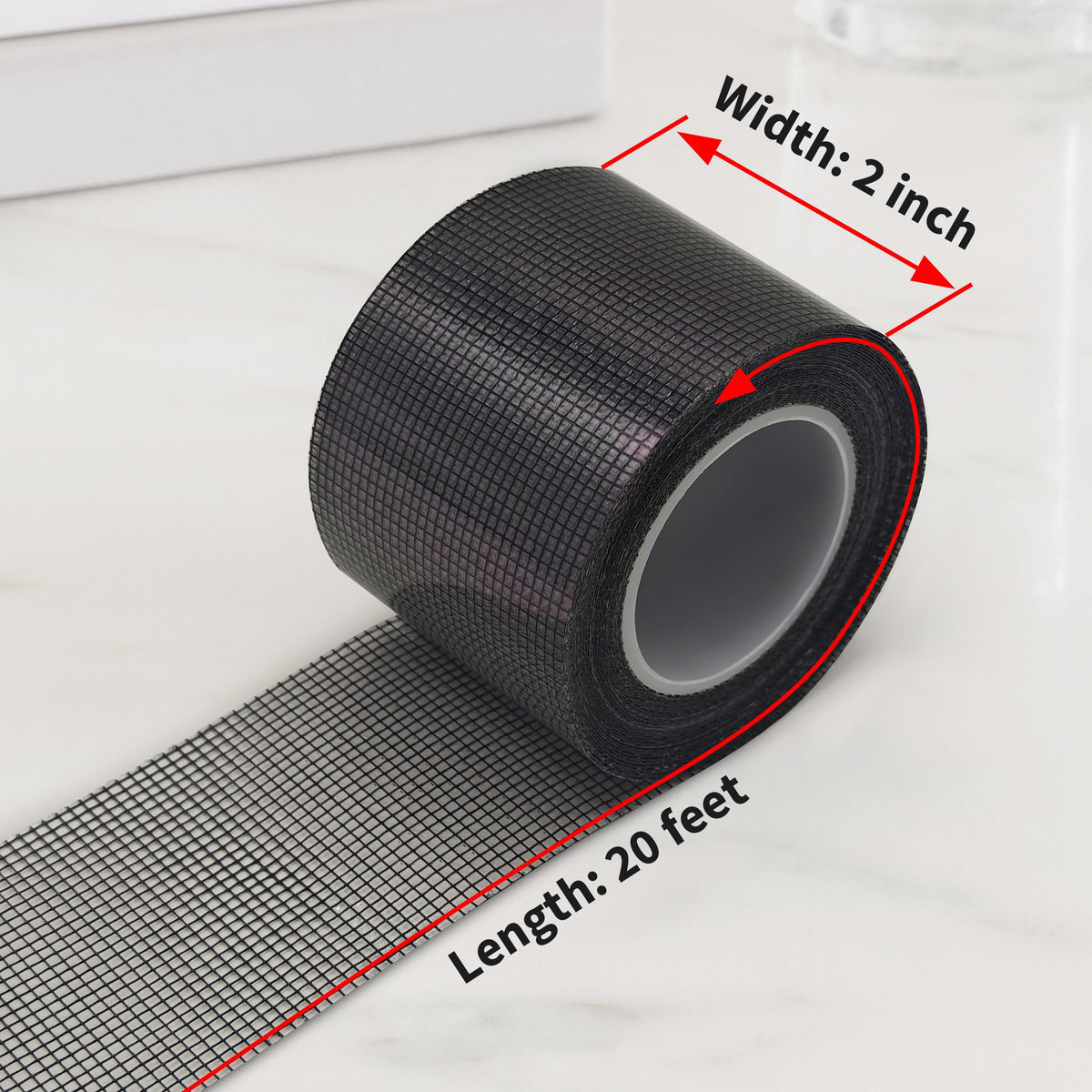 Windows Screen Repair Tape, 2 in x 20 FT Strong Adhesive Fiberglass Mesh Patch Tape, Waterproof Screen Rrepair Kit for Windows or Doors