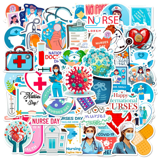 Nurses Day Stickers Nurses Day Label Stickers for Water Bottles Nurses' Day Theme Decals Waterproof Stickers Cards Envelopes Seals Cookies Box and Gifts Wrapping Decoration Nurse