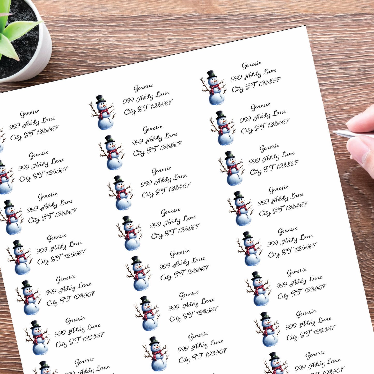 Snowman Dreams Printable Address Labels, 150 Labels Per Package, White/Blue/Black