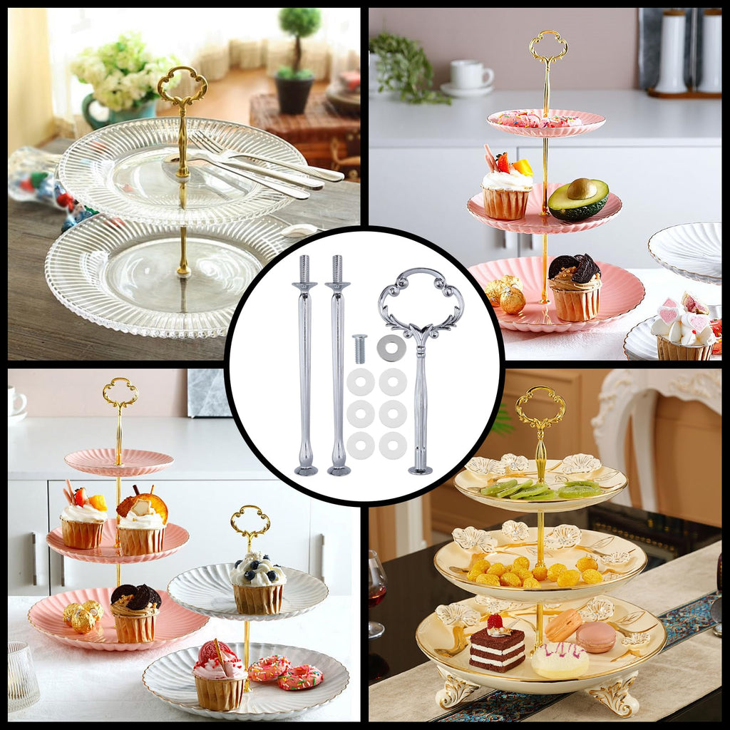 Quluxe 4 Pcs 3 Tier Cake Plate Stand Handle Fitting Hardware