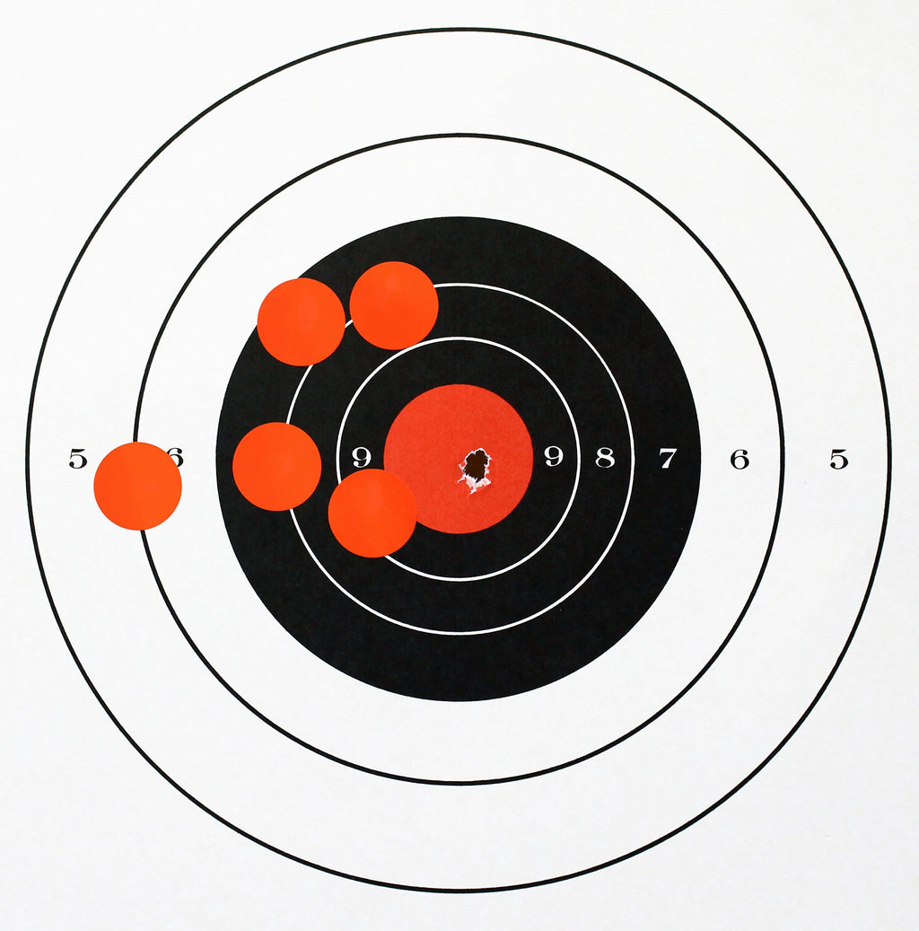 ChromaLabel 1 Inch fluorescent red round target pasters for shooting, 1000 labels per dispenser box, ideal for marksmanship training