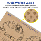 Avery® Kraft Brown Arched Labels, Sure Feed® Technology, 3" x 2.25", 135 Kraft Brown Labels, Print-to-The-Edge, Laser/Inkjet Printable 135 labels