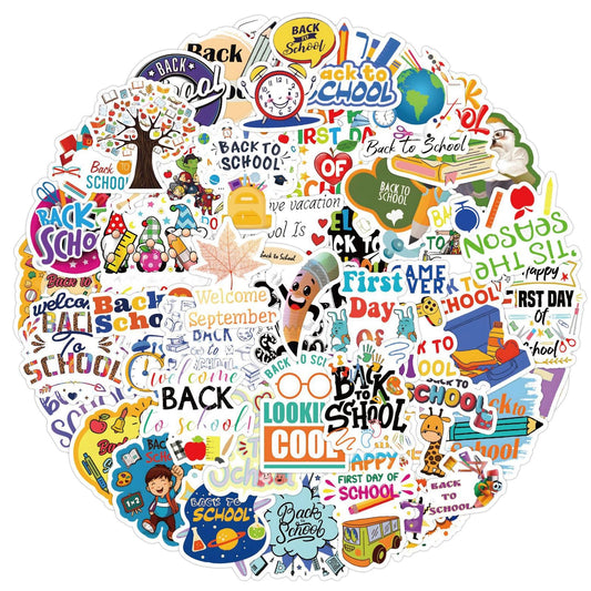 Back to School Gift Sticker School Tags Label Stickers Self-Adhesive Student Teacher Stickers Decal Pencil School Bag Bus Decal Design for Kid Boy Girls Party Favors Gifts Inspirational Letter