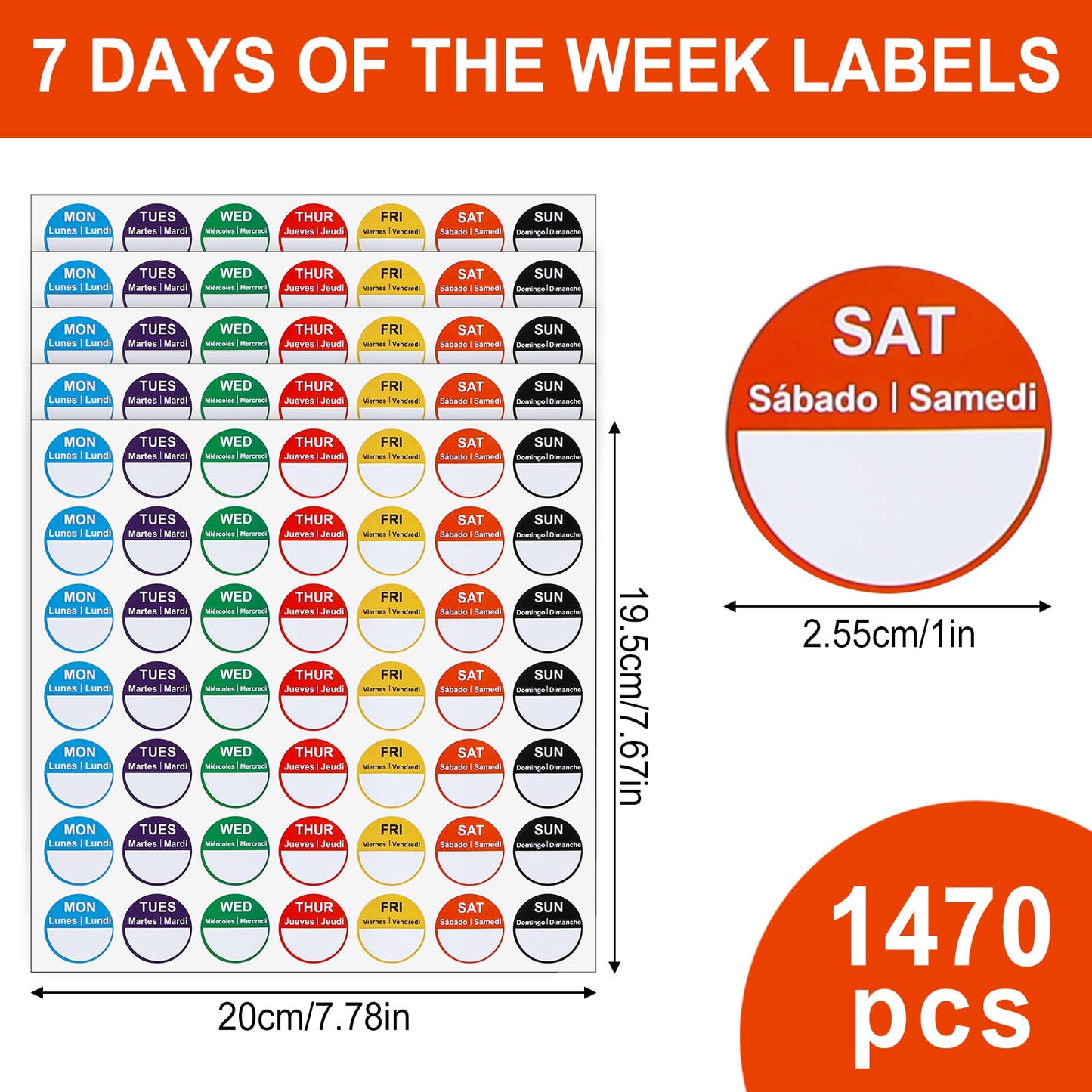 Food Labels Stickers,Day of The Week Stickers Removable Day Label Peel Tab for Food Container Kitchen Freezer Date Stickers Restaurant Supplies Week Monthly Planners Meal Prep Accessory(1470) 1470