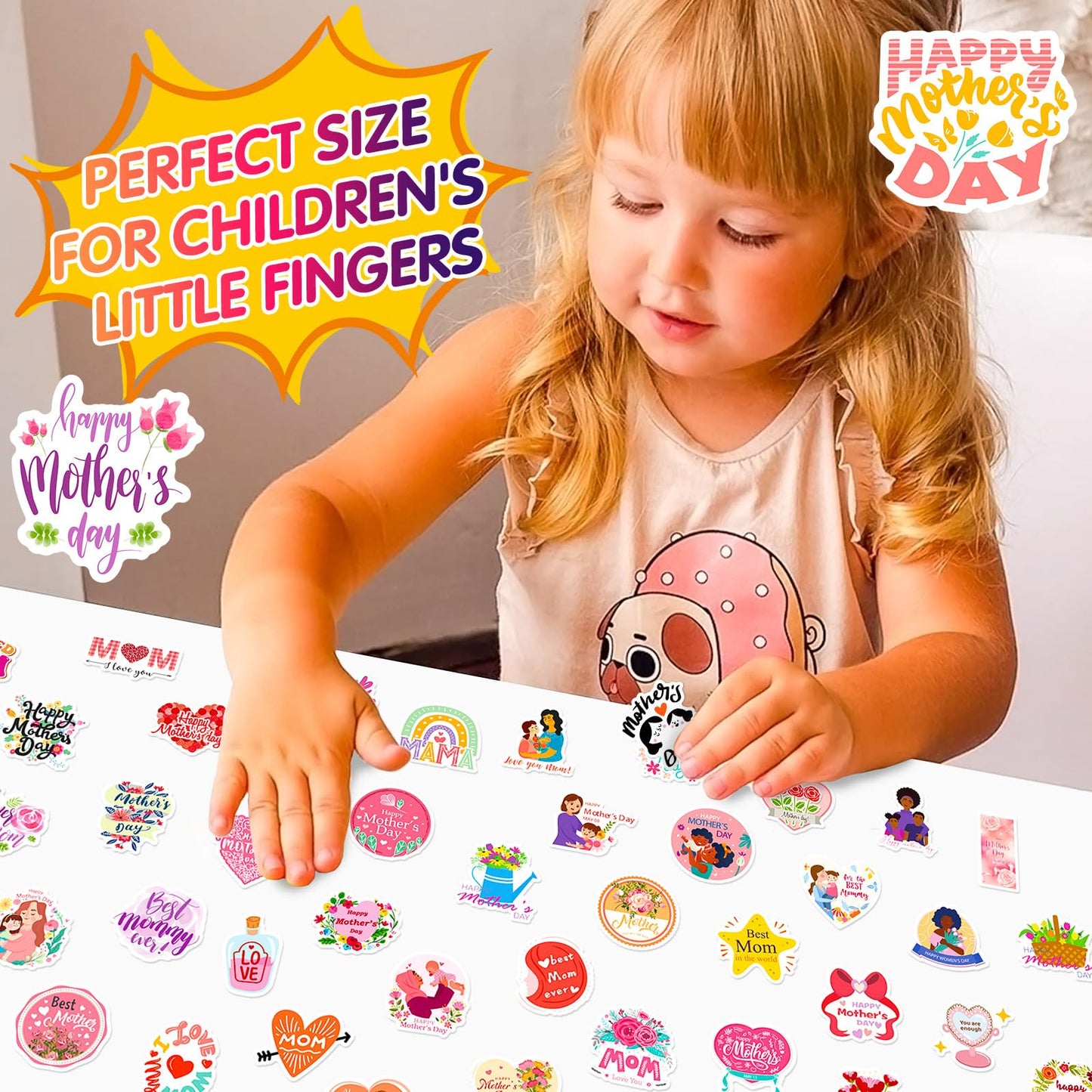 Mother's Day Stickers 50pcs - Waterproof & Self-Adhesive Decals for Gift Wrapping, Scrapbooking, Cards | Premium Quality, Easy Peel & Stick (Festival, Party, DIY) Mother's Day
