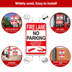 (2 Pack) Fire Lane No Parking Signs, Violators Will Be Towed Away Sign