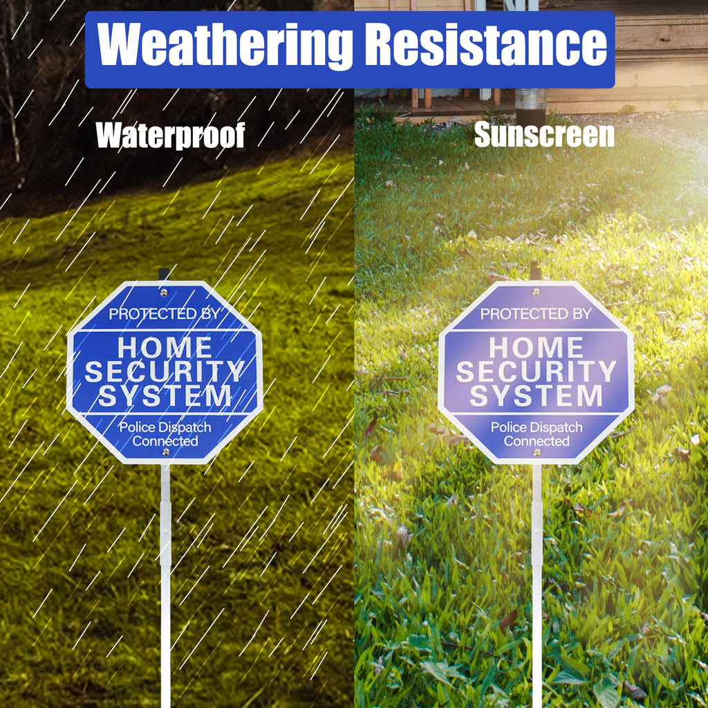 2 Pack 10" x 28" Home Security System Sign, Reflective & Rust Free Aluminum Home Security x2