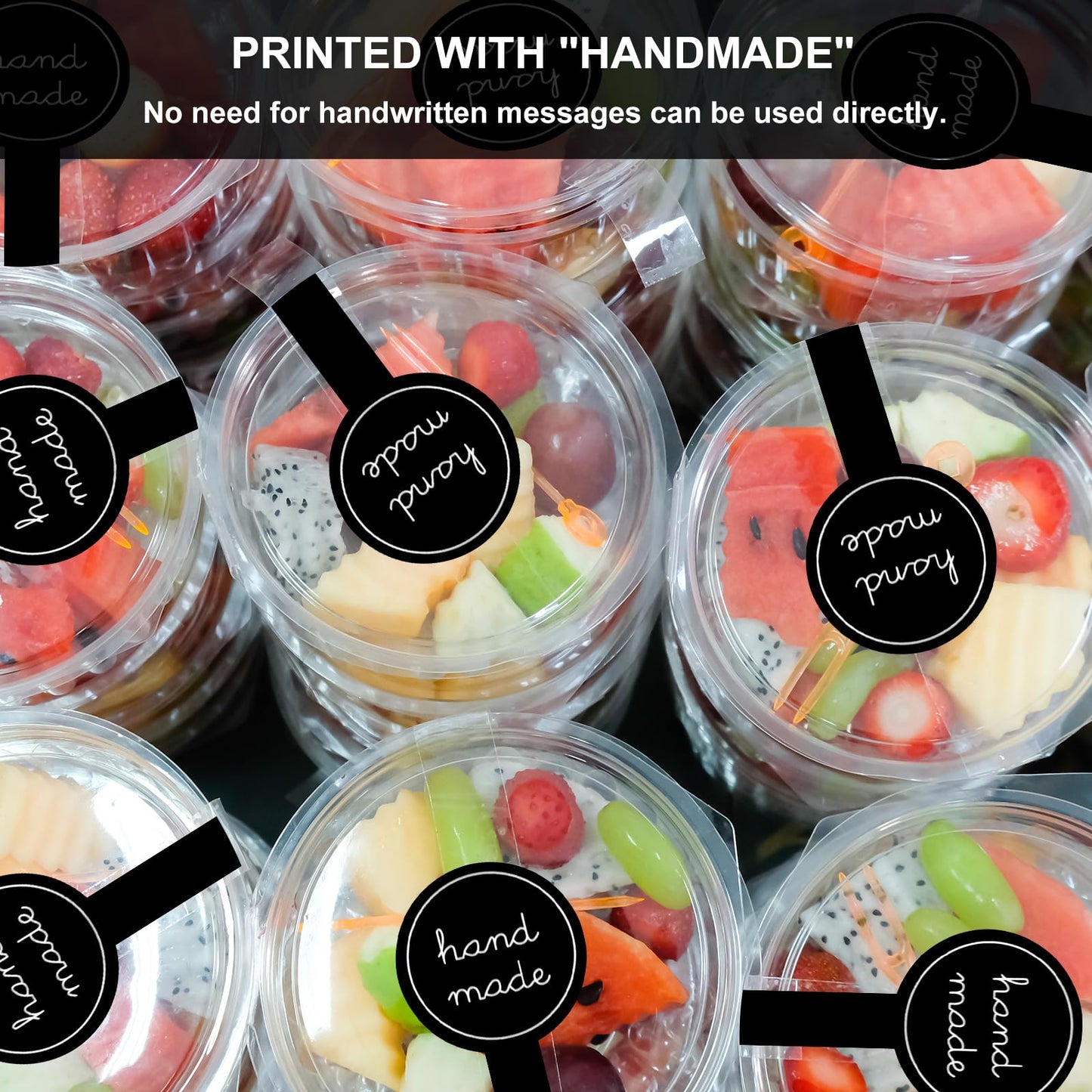 600Pcs Handmade Food Baking Seal Stickers Labels,Black Long Label Bakery Stickers,Self-Adhesive Goods Bakery Stickers Sealing Tamper-Proof Stickers for Pastry Bags Lollipops Candy Cake Black