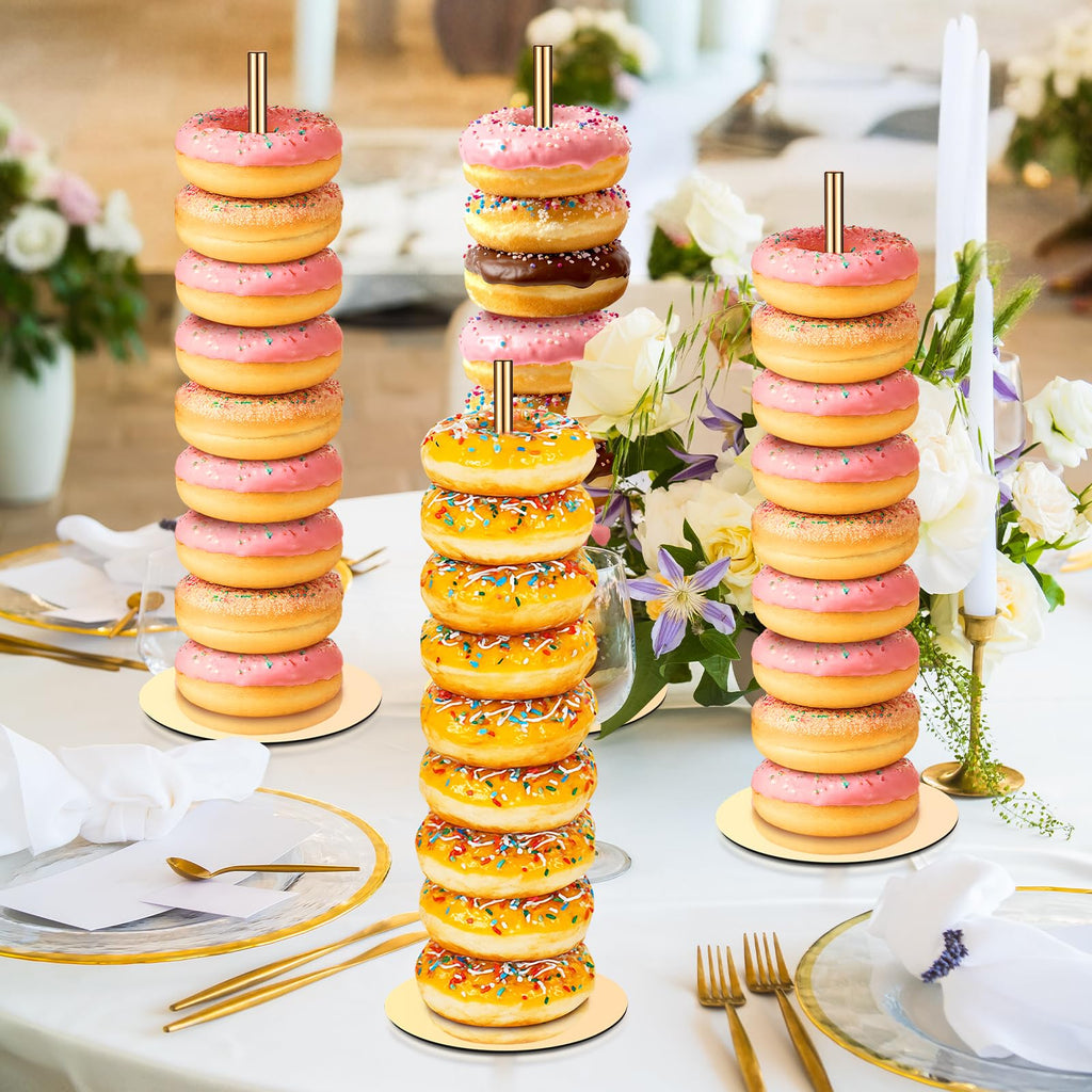 2 Pcs Metal Donut Display Stand Tower for Dessert Table, Gold 2