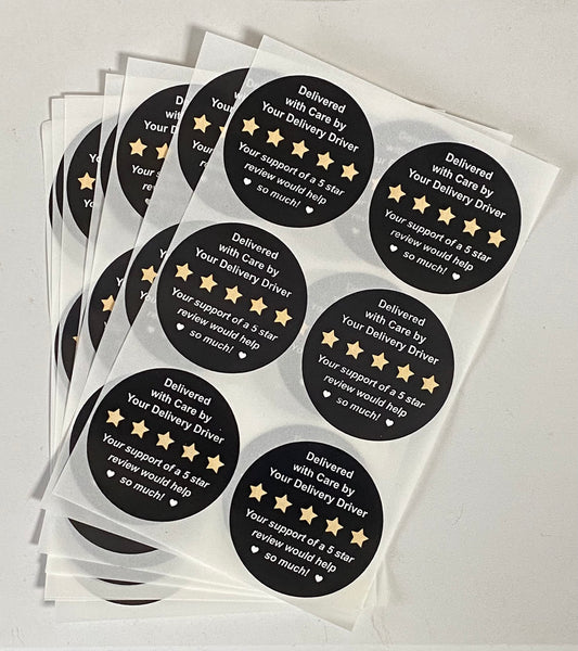 2 inch 300PCS Black 5 Star Delivery Labels Stickers Waterproof Stickers for Delivery Driver