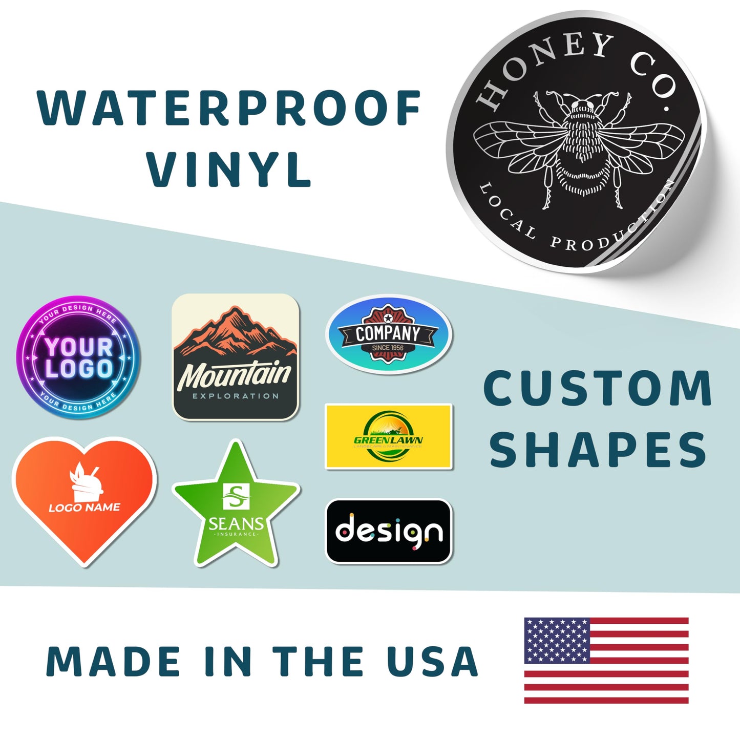 Custom Stickers - Personalized Waterproof Vinyl Stickers for Business Logo - Design Your Own Custom Labels - Made in The USA