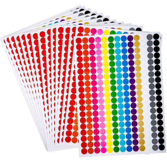 Boao 4940 Pieces Colored Round Dot Stickers Labels Rainbow Colors Circle Dot Labels, Neon Colors for Students, Classroom, Papers, Market(Multi-Color,0.5 Inch) Multicolor 0.5 Inch