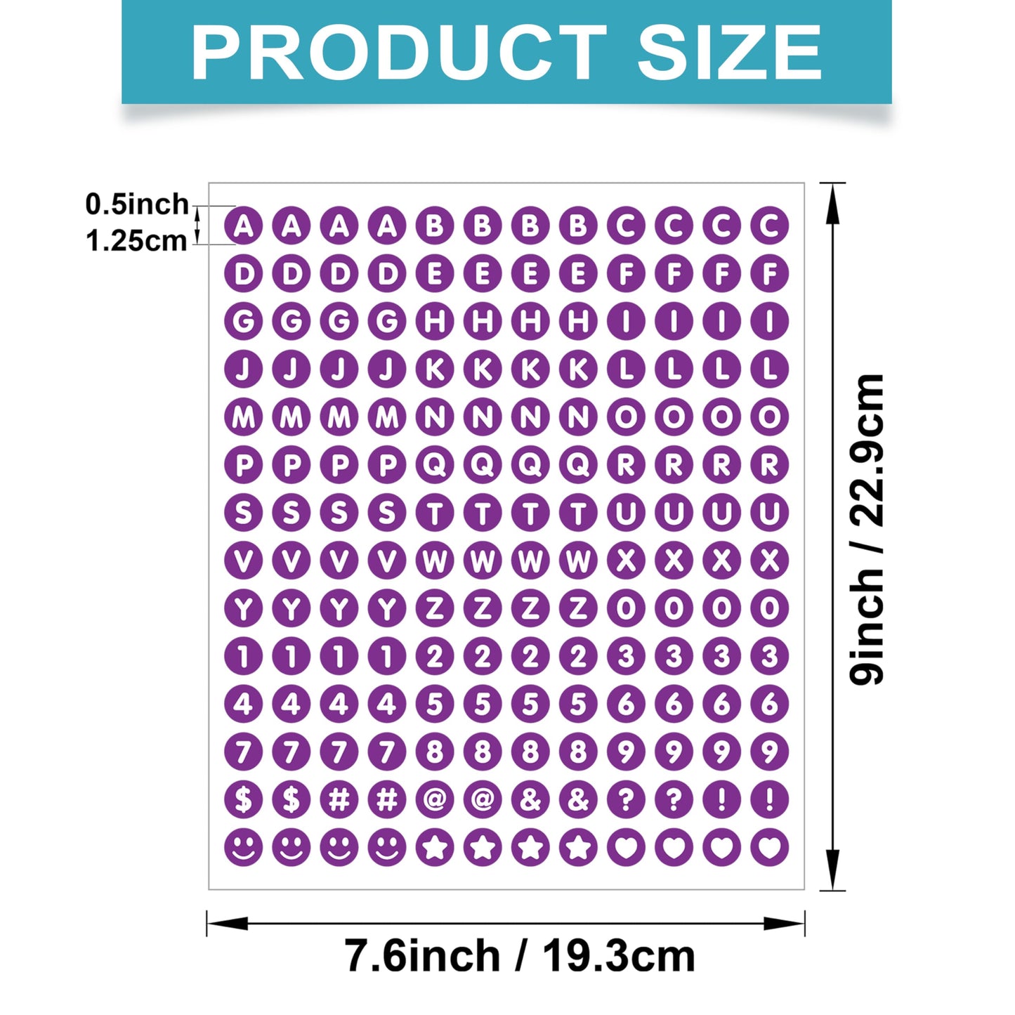 1680 Pieces 0.5 Inch Circle-Backed Letter Stickers, 10 Sheets Alphabet and Number Stickers with Cute Designs, Vinyl Stickers for DIY Cards, Item Labeling, Bullet Journaling, Scrapbooking - Purple