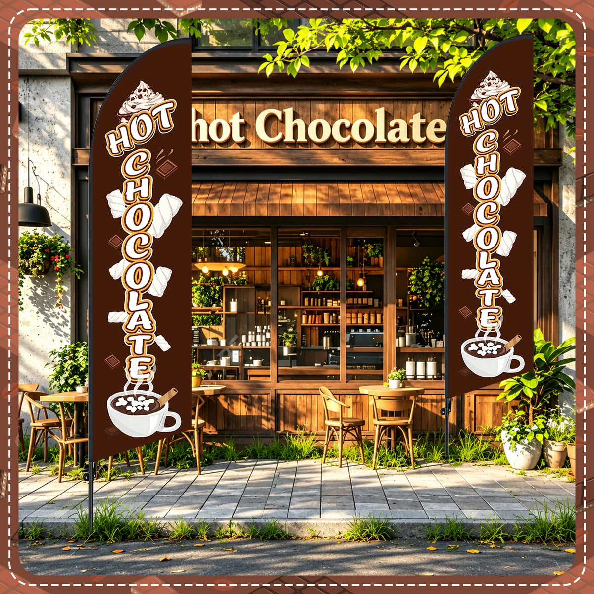 2 Pcs 11.2 FT Hot Chocolate Feather Flag Hot Chocolate Swooper Flag Only