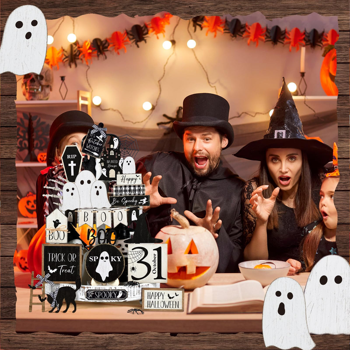 Vercraft Halloween Ghost Tiered Tray Decorations, Ghost