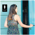 Womens Restroom Sign, ADA Compliant Braill Sign with Double Sided 3M Tape Women Pack of 4