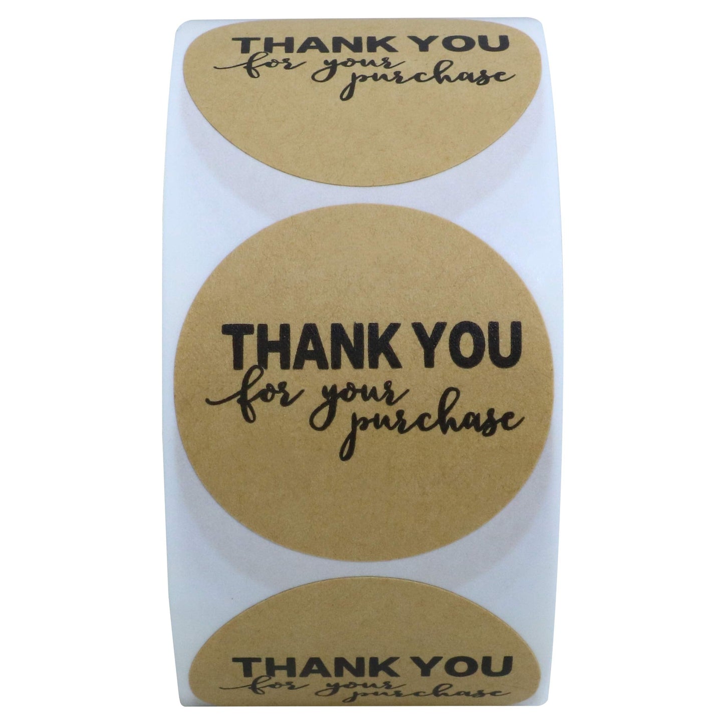 Hybsk Kraft Paper Thank You for Your Purchase Stickers 1.5" Round 500 Labels per Roll (Kraft Paper)